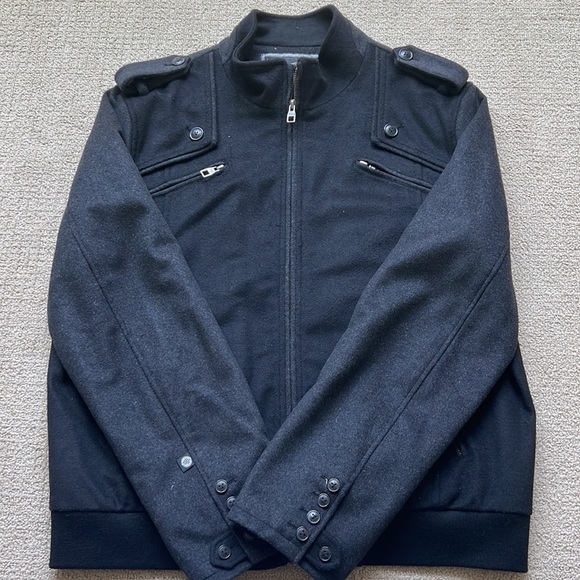 Designer High fashion 100% Black Wool Jacket by Under Two Flags - Picture 4 of 13